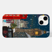 London Christmas Night Cityscape Retro-geïnspireer Case-Mate iPhone Case (Achterkant (horizontaal))