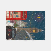 London Christmas Night Cityscape Retro-geïnspireer Fleece Deken (Voorkant (Horizontaal))