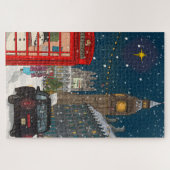 London Christmas Night Cityscape Retro-geïnspireer Legpuzzel (Horizontaal)