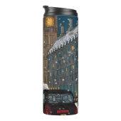 London Christmas Night Cityscape Retro-geïnspireer Thermosbeker (Geroteerd rechts)