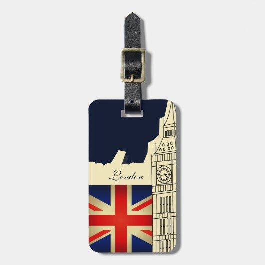 London City Big Ben Union Jack Flag Bagagelabel (Voorkant verticaal)