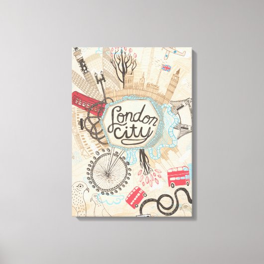 London City Doodle Art Canvas Afdruk (Voorkant)