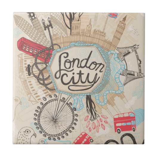 London City Doodle Art Tegeltje (Voorkant)
