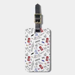 London City Doodles Pattern Bagagelabel