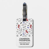 London City Doodles Pattern Bagagelabel (Achterkant verticaal)