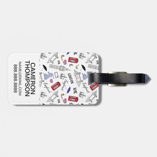 London City Doodles Pattern Bagagelabel (Achterkant horizontaal)