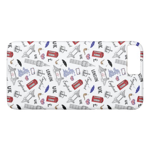 London City Doodles Pattern Case-Mate iPhone Case (Achterkant (Horizontaal))