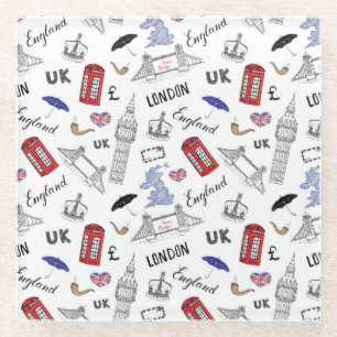 London City Doodles Pattern Glazen Onderzetter
