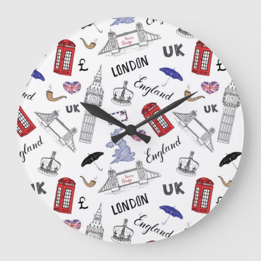 London City Doodles Pattern Grote Klok (Voorkant)