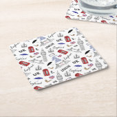 London City Doodles Pattern Kartonnen Onderzetters (Schuin)