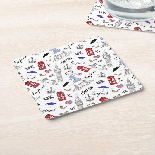 London City Doodles Pattern Kartonnen Onderzetters (Schuin)