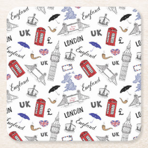 London City Doodles Pattern Kartonnen Onderzetters