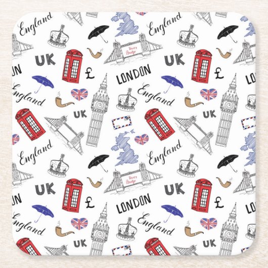London City Doodles Pattern Kartonnen Onderzetters (Voorkant)