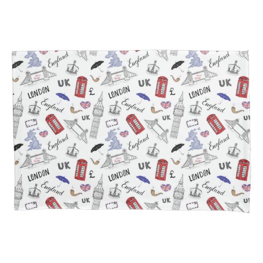 London City Doodles Pattern Kussensloop (Voorkant-Links)