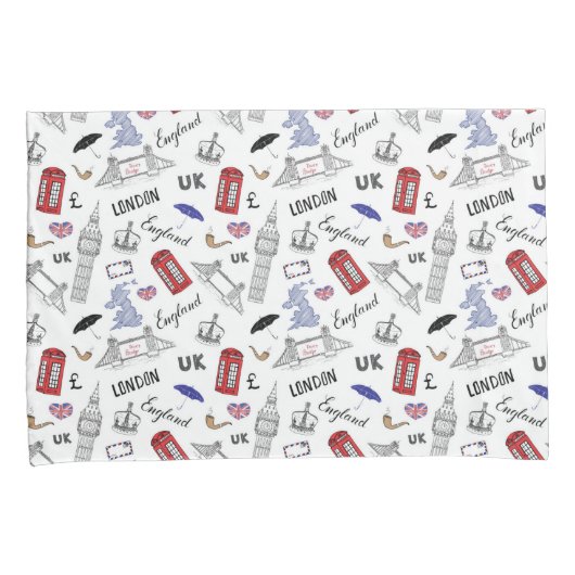 London City Doodles Pattern Kussensloop (Voorkant-Rechts)
