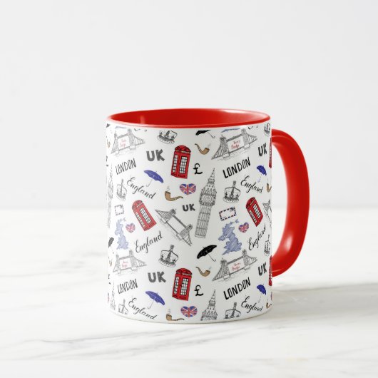 London City Doodles Pattern Mok (Voorkant rechts)