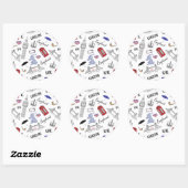 London City Doodles Pattern Ronde Sticker (Vel)