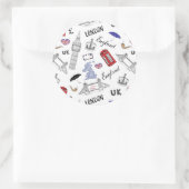 London City Doodles Pattern Ronde Sticker (Tas)