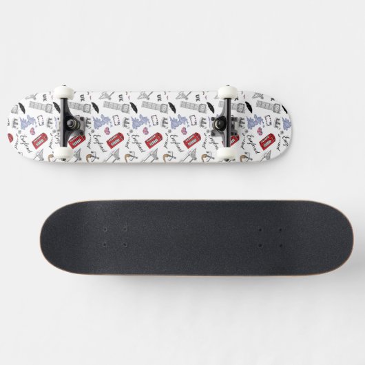 London City Doodles Pattern Skateboard (Horizontaal)