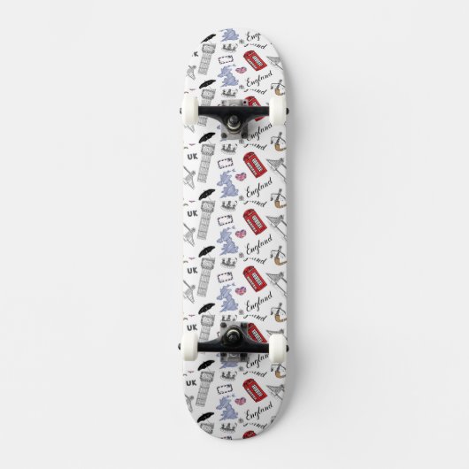 London City Doodles Pattern Skateboard (Voorkant)