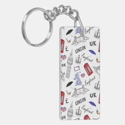 London City Doodles Pattern Sleutelhanger (Voorkant Links)