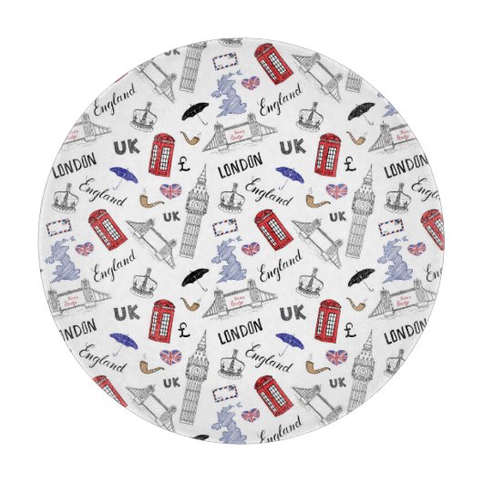 London City Doodles Pattern Snijplank (Voorkant)