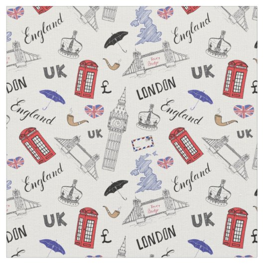 London City Doodles Pattern Stof (Close Up)