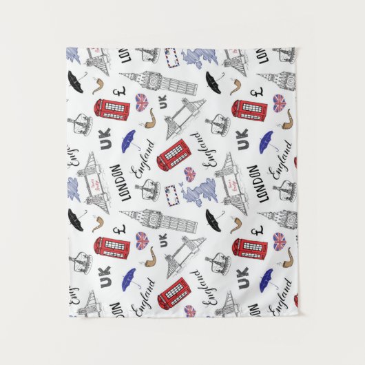 London City Doodles Pattern Wandkleed (Voorkant)