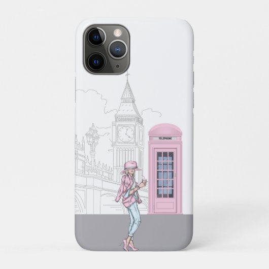 London City Girl met roze telefoonbox Case-Mate iPhone Case (Achterkant)