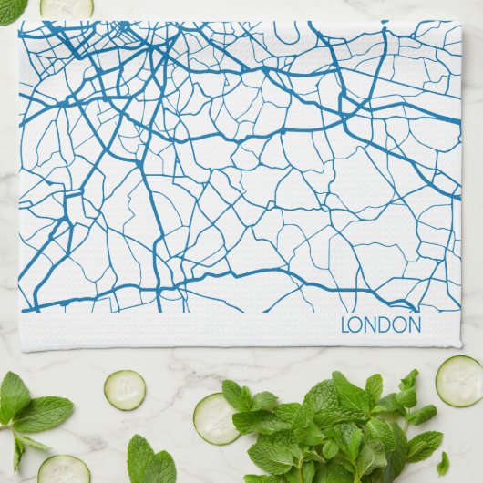 London City Map Kitchen Towel Theedoek (Gevouwen)