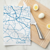 London City Map Kitchen Towel Theedoek (Quarter Fold)