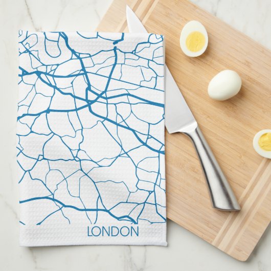 London City Map Kitchen Towel Theedoek (Quarter Fold)