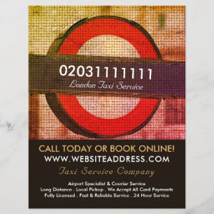 London City Mozaïek Effect Taxi Bord & Prijslijst Flyer