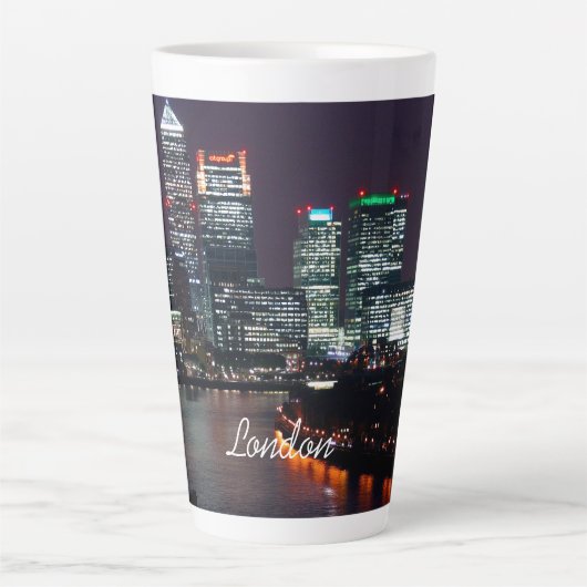 London City Night Skyline UK British Travel Latte Mok (Voorkant)
