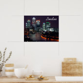 London City Night Skyline UK British Travel Poster (Keuken)