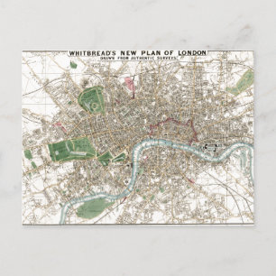 London City Plan Old Antiek Briefkaart
