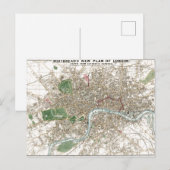 London City Plan Old Antiek Briefkaart (Voorkant / Achterkant)