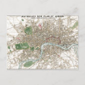  London City Plan Old Antiek Briefkaart (Voorkant)
