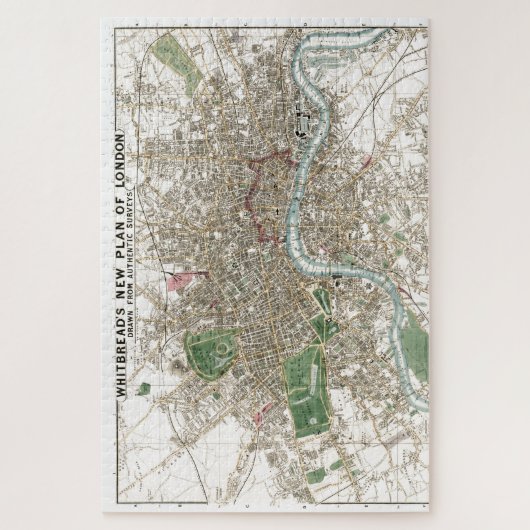  London City Plan Old Antiek Drawing Legpuzzel (Verticaal)