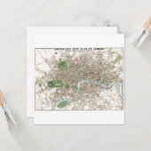 London City Plan Old Antiek Kaart (Voorkant / Achterkant in situ)
