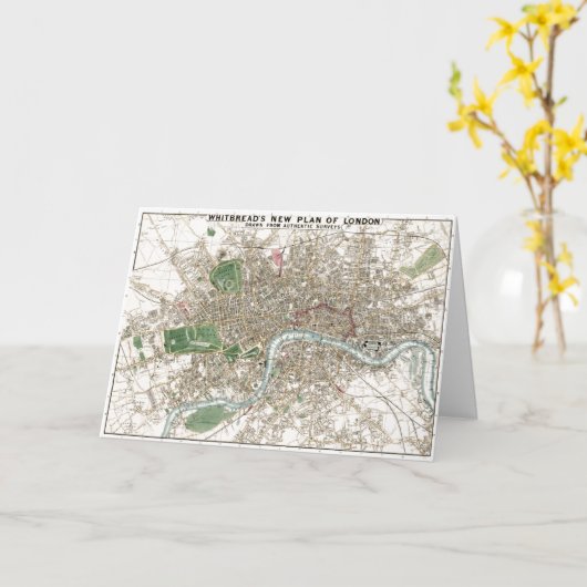  London City Plan Old Antiek Kaart (Gele Bloem)