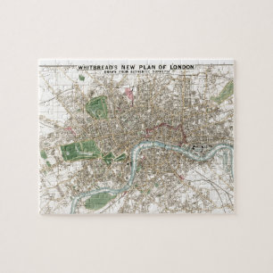  London City Plan Old Antiek Legpuzzel