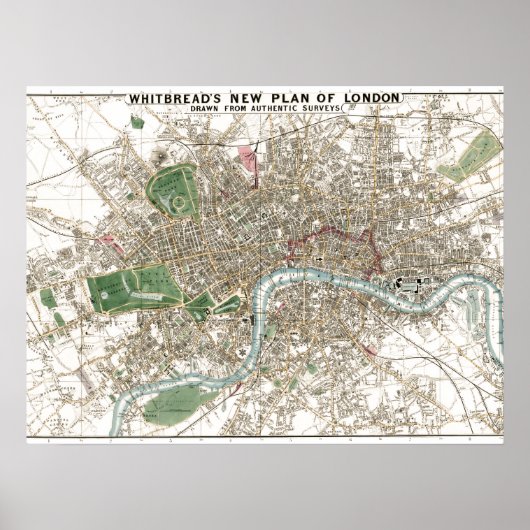 London City Plan Old Antiek Poster (Voorkant)