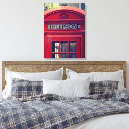 London City Red Public Telefoon Booth Canvas Afdruk (Insitu (Slaapkamer))