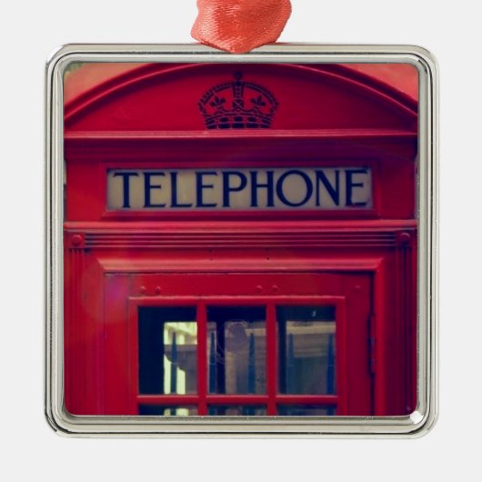 London City Red Public Telefoon Booth Metalen Ornament (Voorkant)