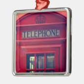 London City Red Public Telefoon Booth Metalen Ornament (Links)