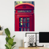  London City Red Public Telefoon Booth Poster (Thuiskantoor)