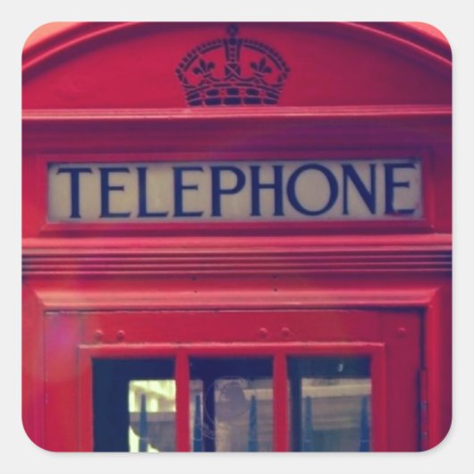  London City Red Public Telefoon Booth Vierkante Sticker (Voorkant)