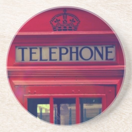  London City Red Public Telefoon Booth Zandsteen Onderzetter (Voorkant)