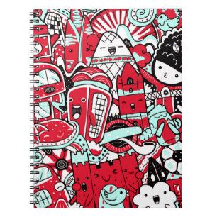 London City Scene, Cute Doodle Characters Notitieboek